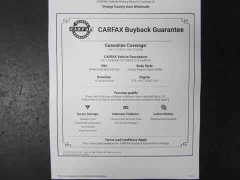 2017 Subaru Outback 2.5i Limited