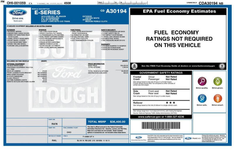 2012 Ford E-Series E-350 SD XLT