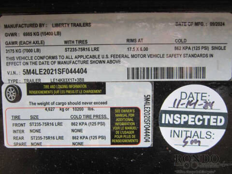 2025 Liberty Trailers Equipment LE14K83X17+3B8KR