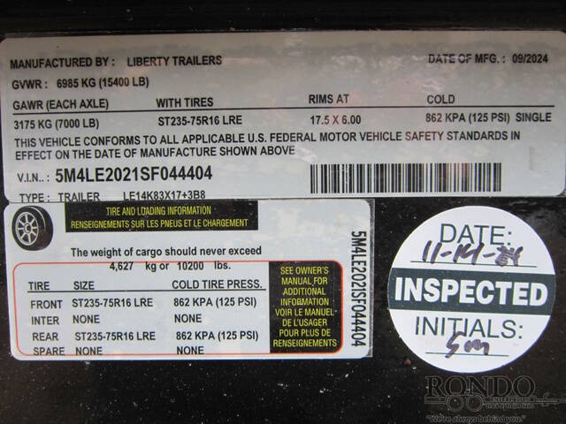 2025 Liberty Trailers Equipment LE14K83X17+3B8KR