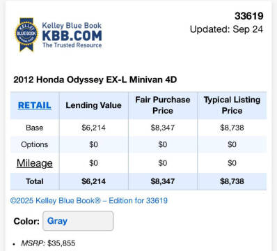 2012 Honda Odyssey EX-L w/DVD