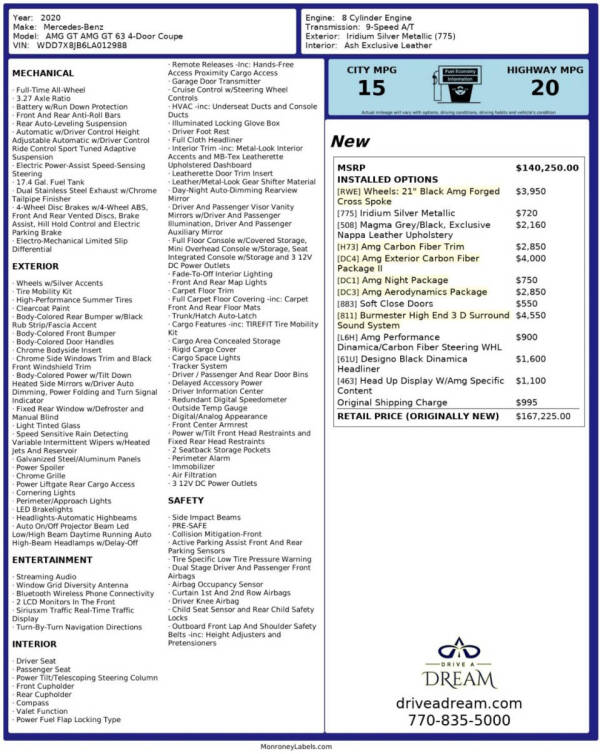 2020 Mercedes-Benz AMG GT 63
