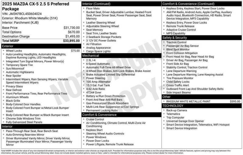 2025 Mazda CX-5 2.5 S Preferred