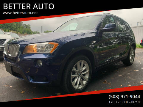 2013 BMW X3 for sale at BETTER AUTO in Attleboro MA