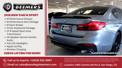 2018 BMW 5 Series for sale at SAN DIEGO BEEMERS in San Diego CA