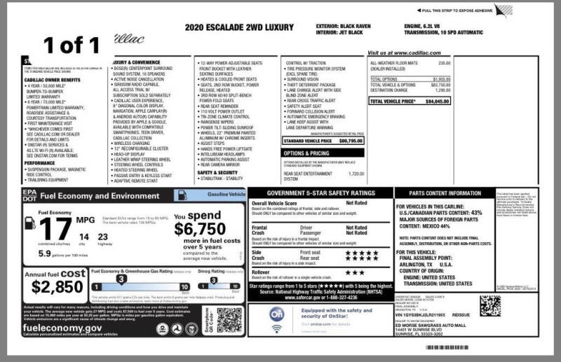 2020 Cadillac Escalade Luxury