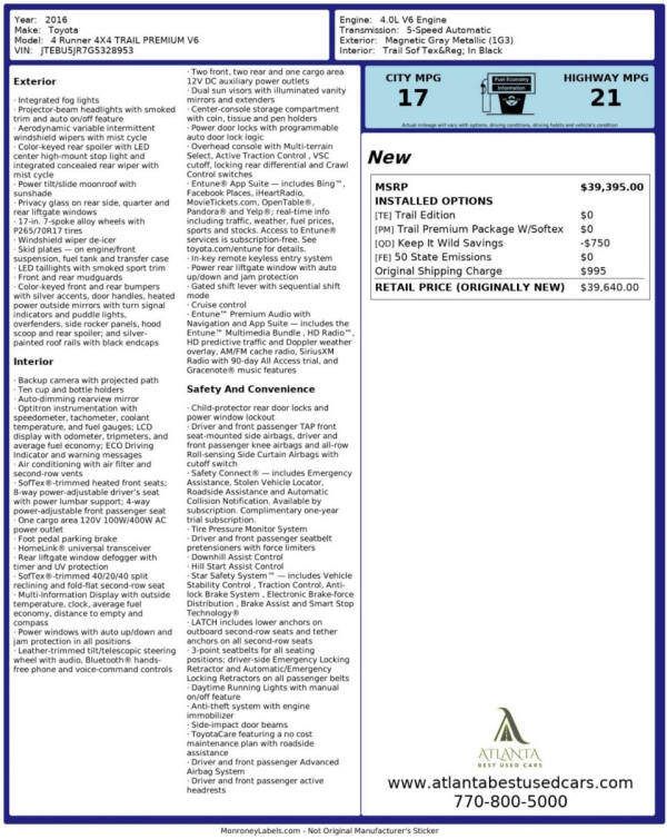 2016 Toyota 4Runner Trail Premium