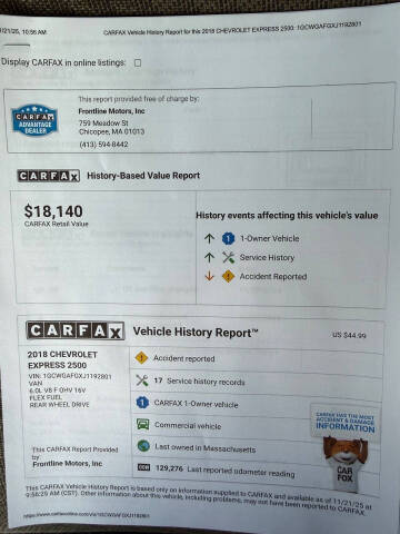 2018 Chevrolet Express 2500