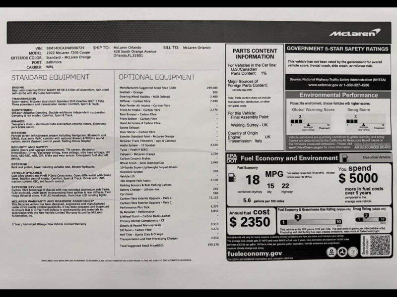 2022 McLaren 720S Performance
