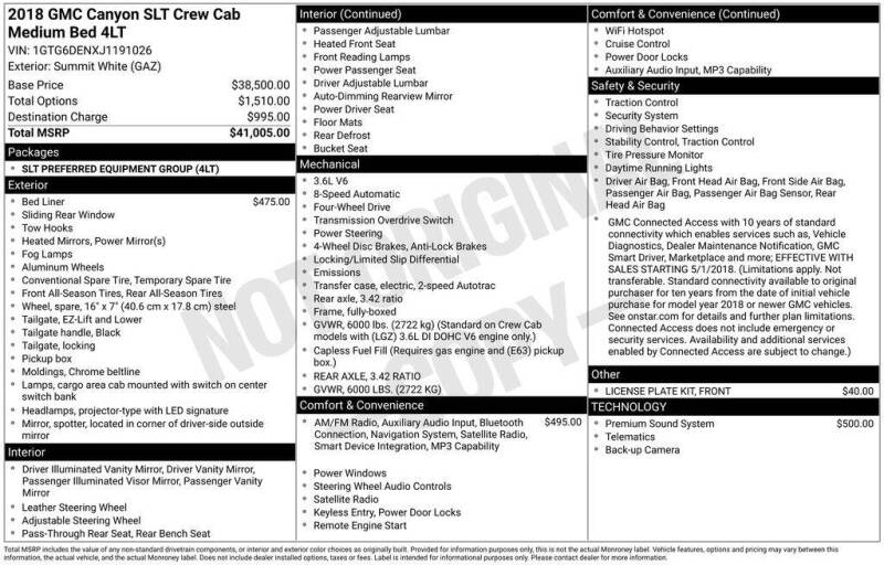 2018 GMC Canyon