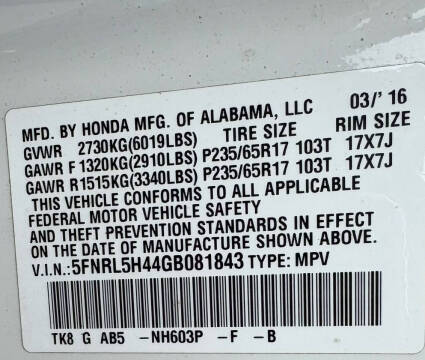 2016 Honda Odyssey EX