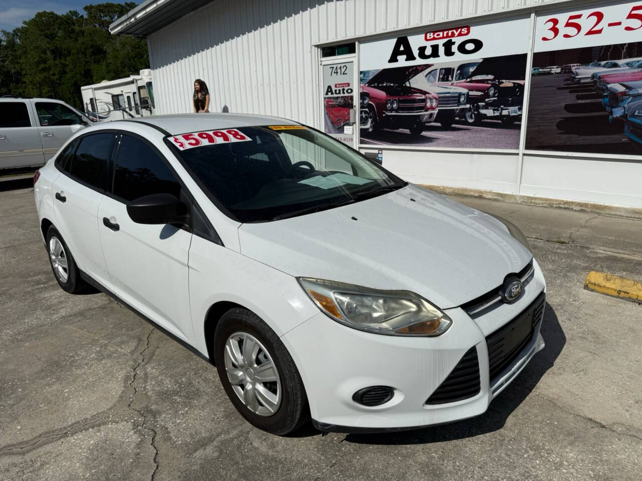 White 2013 Ford Focus S S 4dr Sedan 2