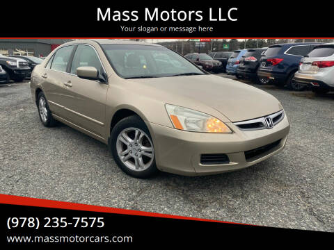 2006 Honda Accord for sale at Mass Motors LLC in Worcester MA
