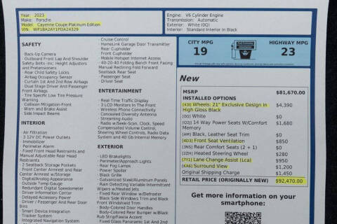 2023 Porsche Cayenne Coupe Platinum Edition