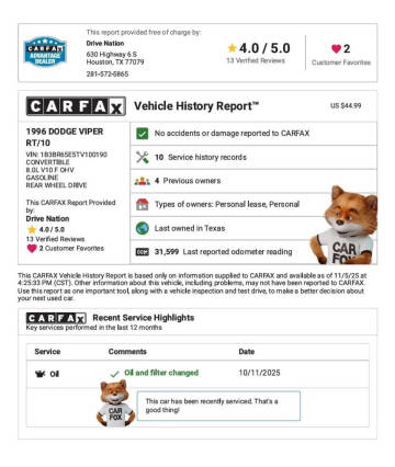 1996 Dodge Viper RT/10