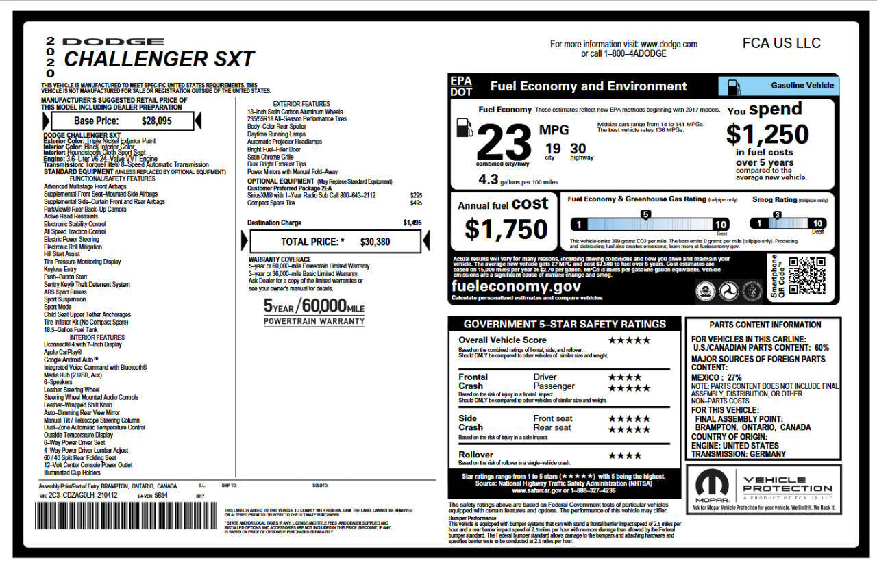 Silver 2020 Dodge Challenger SXT SXT 2dr Coupe 20