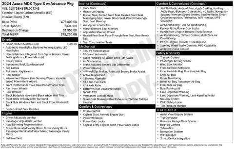 2024 Acura MDX SH-AWD Type S w/Advance Package
