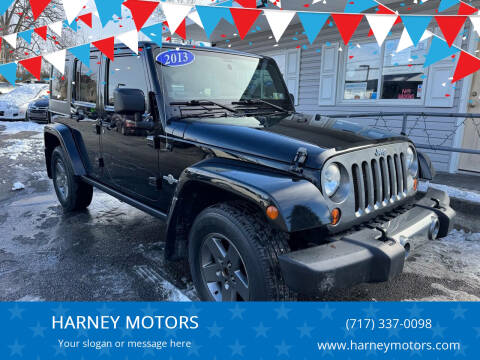 2013 Jeep Wrangler Unlimited for sale at HARNEY MOTORS in Gettysburg PA