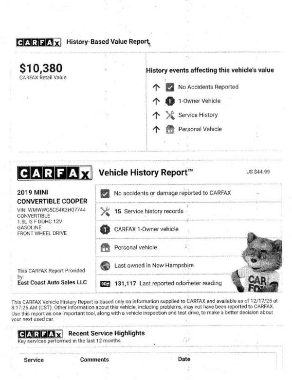 2019 MINI Convertible Cooper