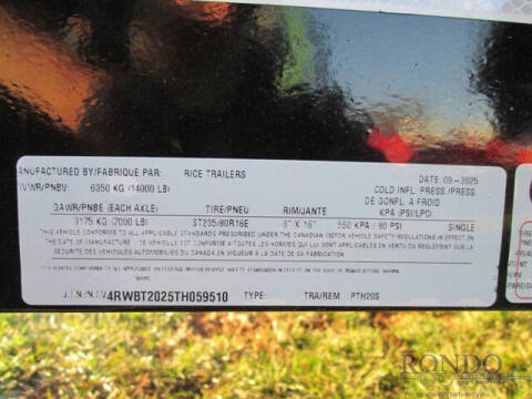 2026 Rice Trailers Equipment Tilt PTH20S