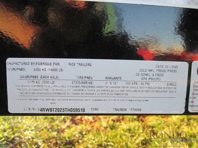 2026 Rice Trailers Equipment Tilt PTH20S