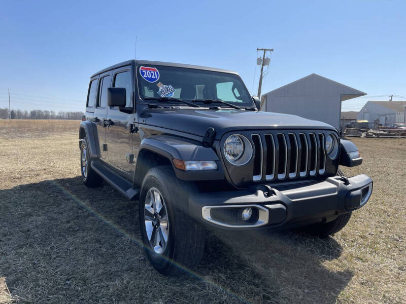 Used 2021 Jeep Wrangler Unlimited Sahara with VIN 1C4HJXEN6MW790808 for sale in Daleville, IN