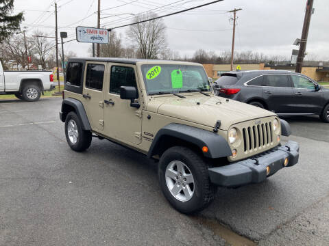 2017 Jeep Wrangler Unlimited for sale at JERRY SIMON AUTO SALES in Cambridge NY