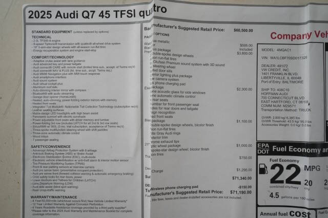 2025 Audi Q7 quattro Premium Plus 45 TFSI