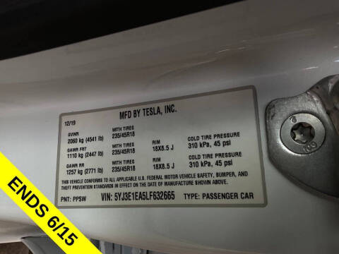2020 Tesla Model 3 Standard Range Plus