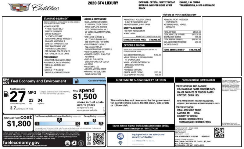 2020 Cadillac CT4 Luxury