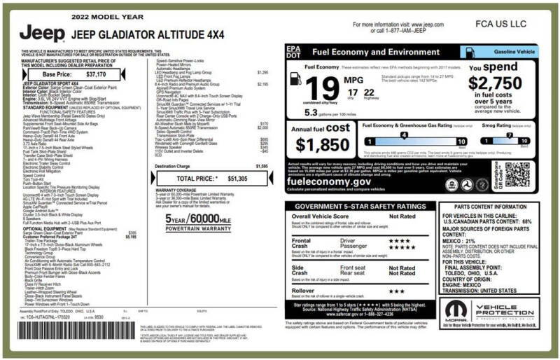 2022 Jeep Gladiator Sport