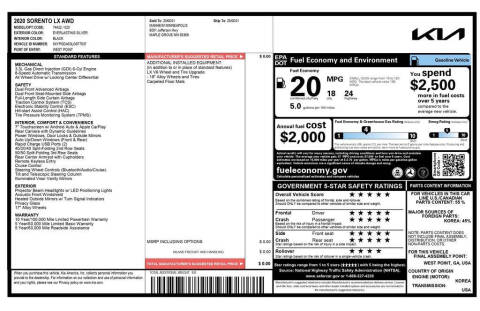 2020 Kia Sorento LX V6