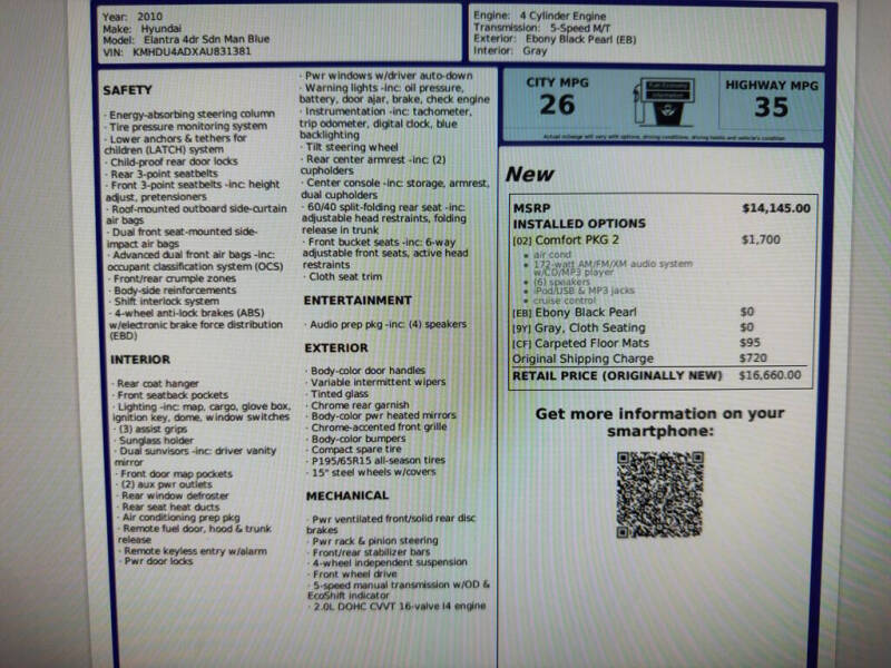 2010 Hyundai Elantra Blue