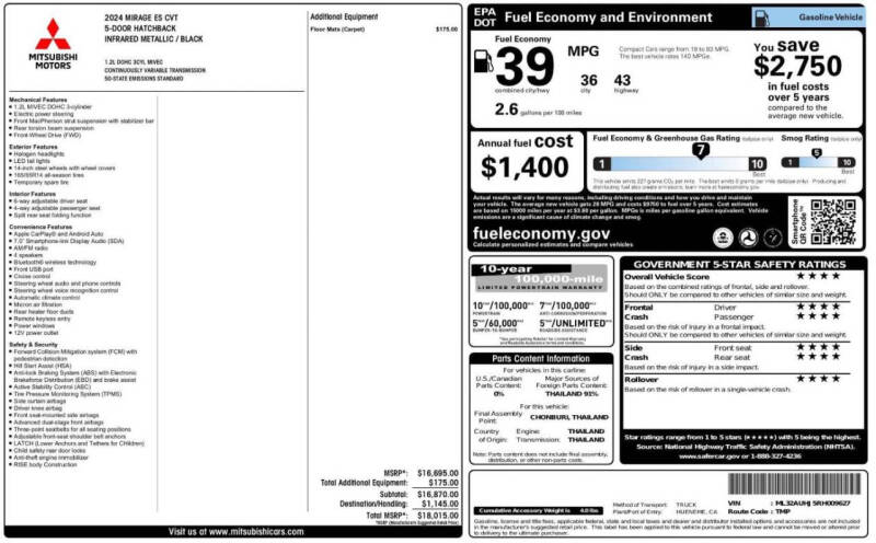 2024 Mitsubishi Mirage ES