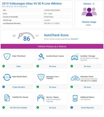 2019 Volkswagen Atlas V6 SE R-Line 4Motion