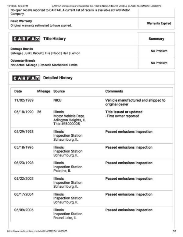 1990 Lincoln Mark VII Bill Blass