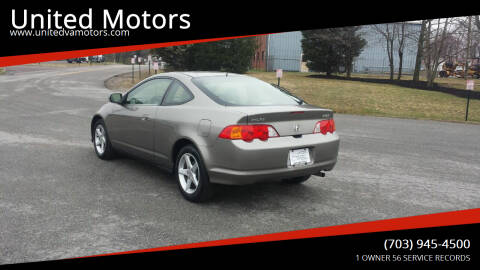 2002 Acura RSX for sale at United Motors in Fredericksburg VA