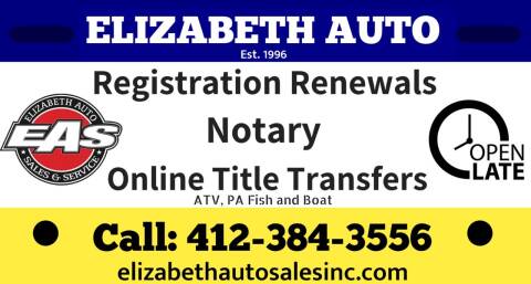  Notary Title Transfer for sale at ELIZABETH AUTO SALES in Elizabeth PA