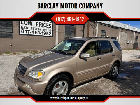 2003 Mercedes-Benz M-Class for sale at BARCLAY MOTOR COMPANY in Arlington TX