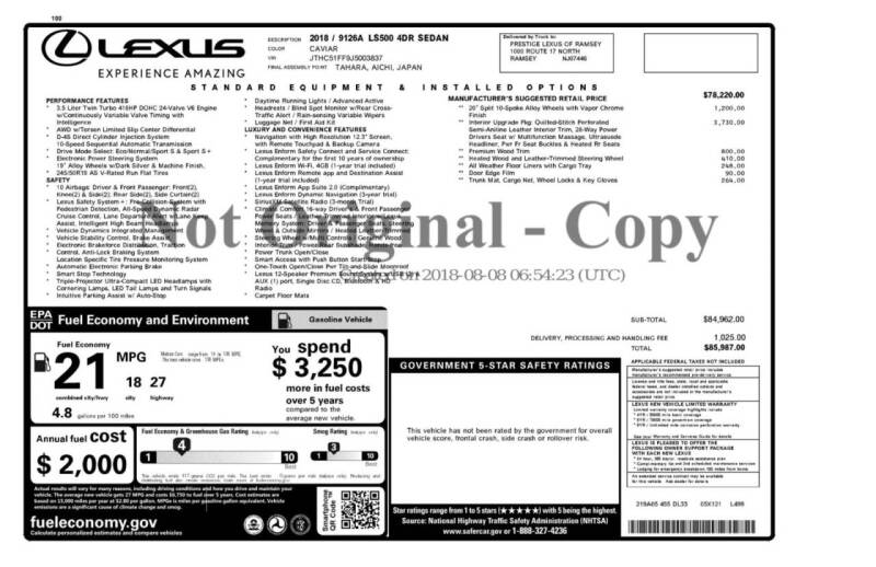 2018 Lexus LS 500