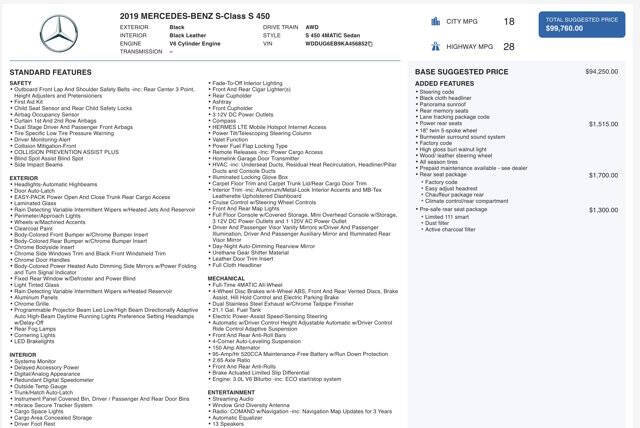 2019 Mercedes-Benz S-Class S 450 4MATIC