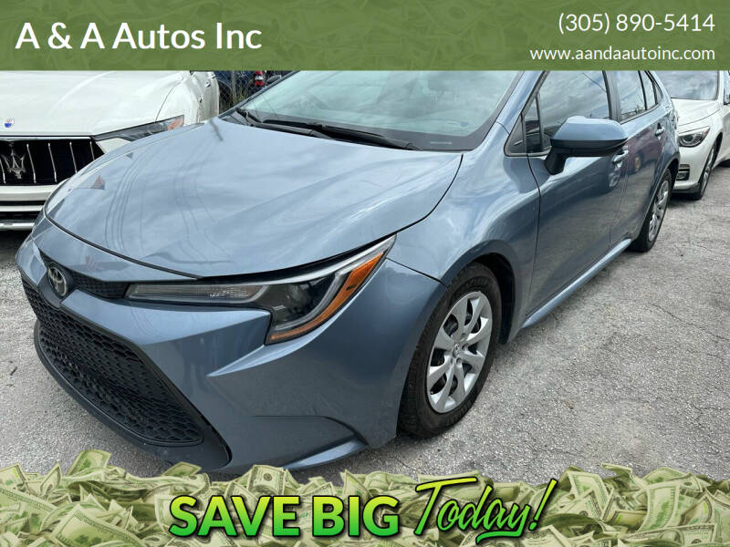 2021 Toyota Corolla for sale at A & A Autos Inc in Homestead FL