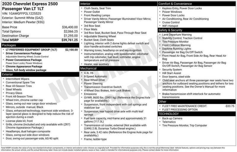 2020 Chevrolet Express LT 2500