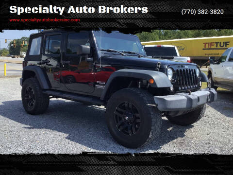 2016 Jeep Wrangler Unlimited for sale at Specialty Auto Brokers in Cartersville GA