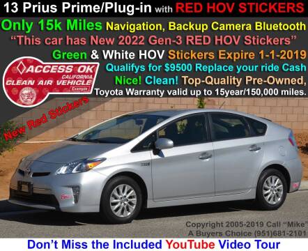2013 Toyota Prius Plug-in Hybrid for sale at A Buyers Choice in Jurupa Valley CA