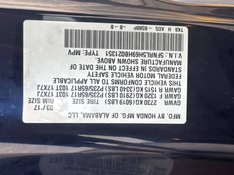 2017 Honda Odyssey EX-L w/RES