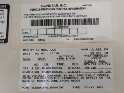 2018 IC Bus CE Series