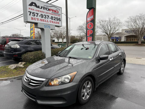 2012 Honda Accord for sale at AutoPro Virginia LLC in Virginia Beach VA