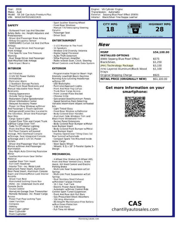 2016 Audi S5 3.0T quattro Premium Plus