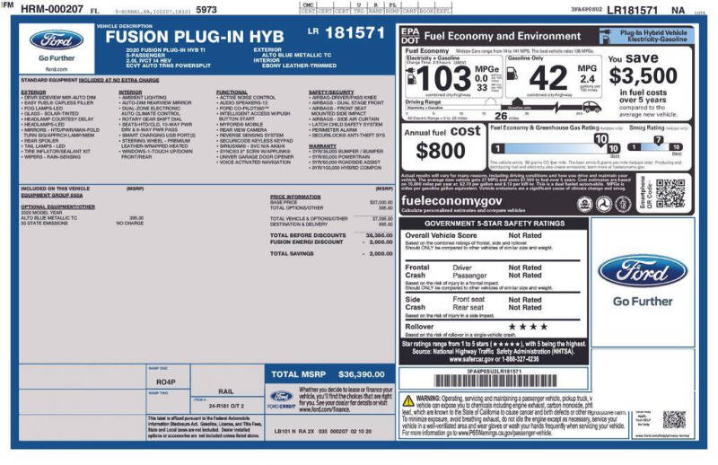 2020 Ford Fusion Energi Titanium